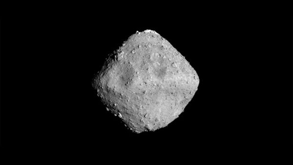 Photograph of the full disc of the asteroid 162173 Ryugu. Image Credit: JAXA, University of Tokyo, Kochi University, Rikkyo University, Nagoya University, Chiba Institute of Technology, Meiji University, University of Aizu, AIST.