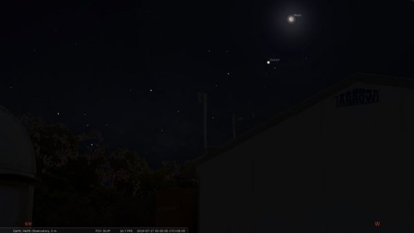 The Moon on the 17/07/19 at 05:00 am. Image Credit: Stellarium