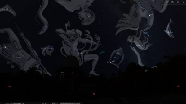 The Lyrids on the 22/04/23 at 04:00am. Image Credit: Stellarium