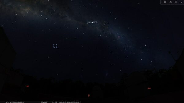 Pavo Globular Cluster on the 15/06/23 at 09:00 pm. Image Credit: Stellarium