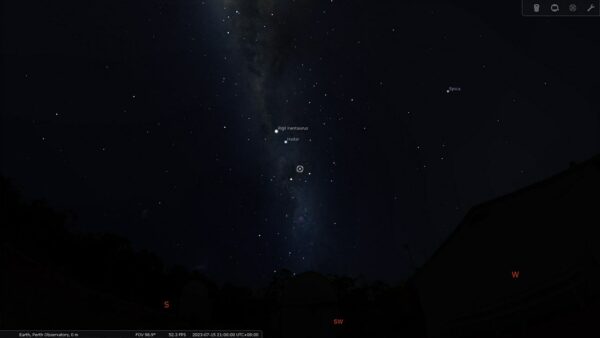 The star DY Crucis on the 15/07/23 at 09:00 pm. Image Credit: Stellarium