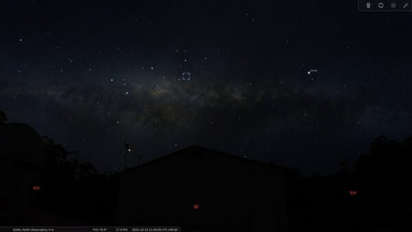 The Great Sagittarius Cluster on the 15/10/23 at 09:00 pm. Image Credit: Stellarium