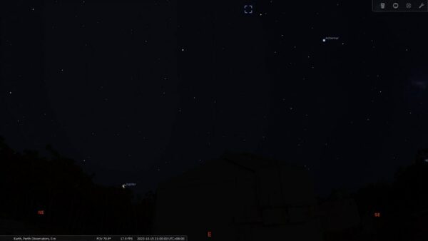 String of Pearls on the 15/10/23 at 09:00 pm. Image Credit: Stellarium