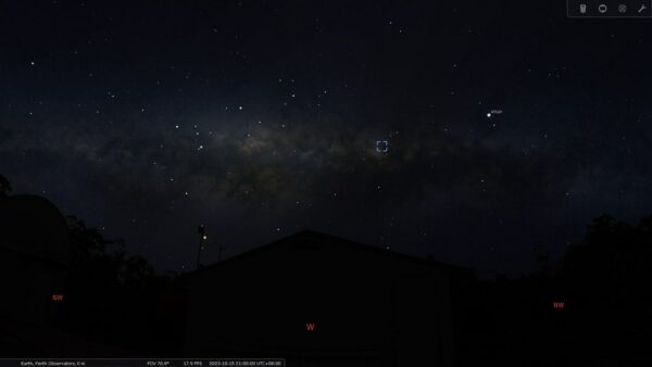 The Wild Duck Cluster on the 15/10/23 at 09:00pm. Image Credit: Stellarium
