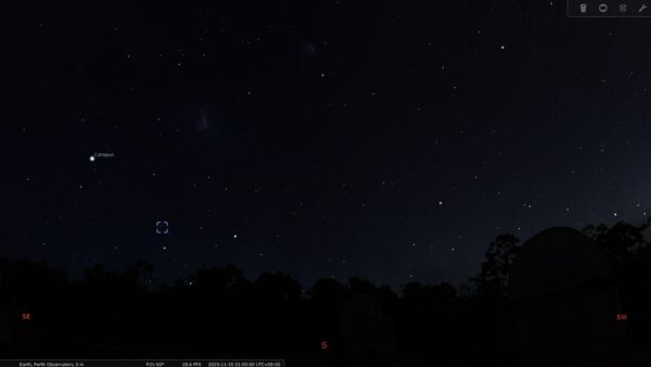 Southern Beehive Cluster on the 15/11/23 at 09:00 pm. Image Credit: Stellarium
