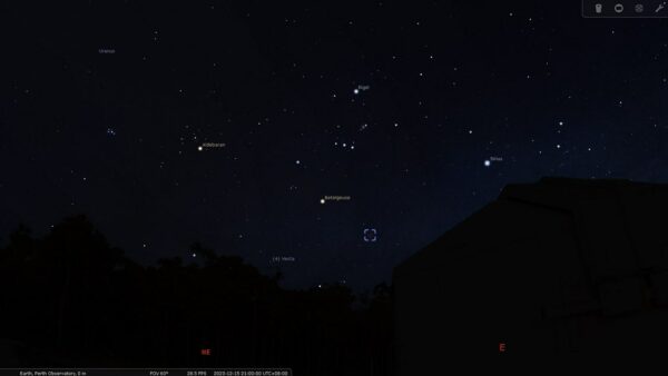 The Rosette Nebula on the 15/12/23 at 09:00 pm. Image Credit: Stellarium