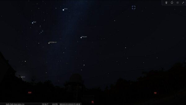 Ghost of Jupiter Nebula on the 15/03/24 at 09:00 pm. Image Credit: Stellarium