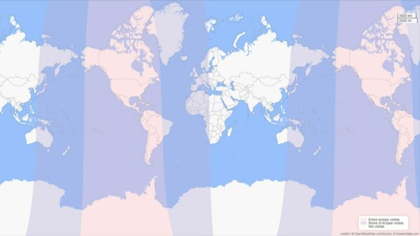 March's Penumbral Lunar Eclipse viewing map. Image Credit: timeanddate.com