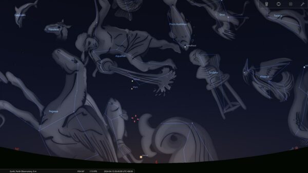 Venus, Mars, Saturn, and Neptune on the 15/04/24 at 05:00 am. Image Credit: Stellarium