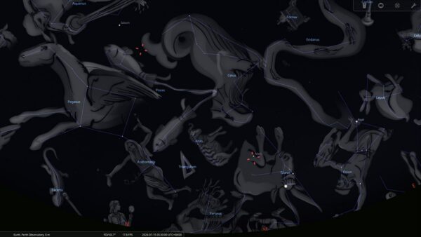 Mars, Jupiter, Saturn, Uranus and Neptune on the 15/07/24 at 6 am (AWST). Image Credit: Stellarium