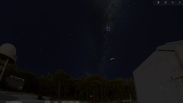The Wild Duck Cluster on the 15/07/24 at 09:00 pm. Image Credit: Stellarium