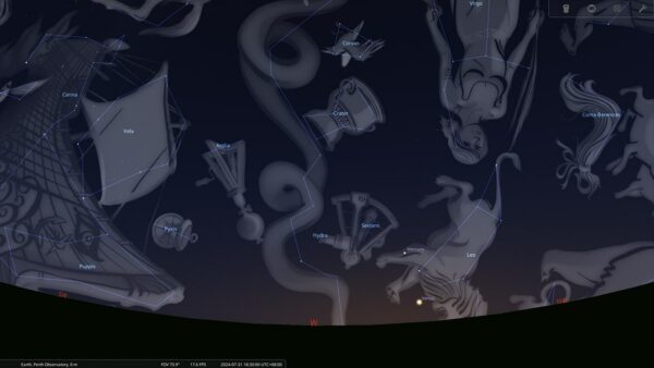 Mercury and Venus on the 31/07/24 at 06:30 pm. Image Credit: Stellarium