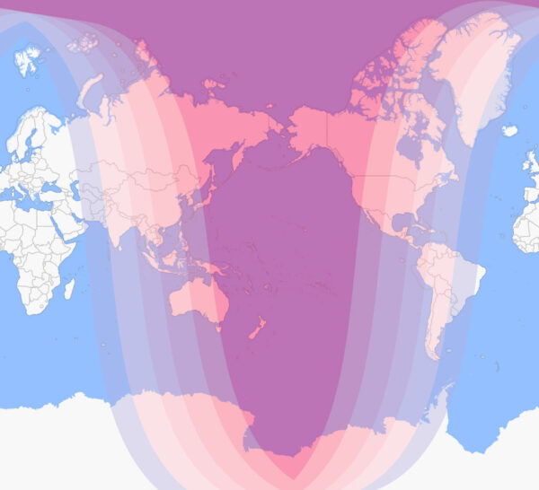 The map of the viewability of the March 3rd 2026 total lunar eclipse. Image Credit: timeanddate.com