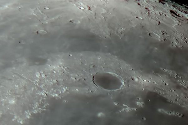7 small craterlets inside the large crater Plato. Image Credit: Andrew Lockwood