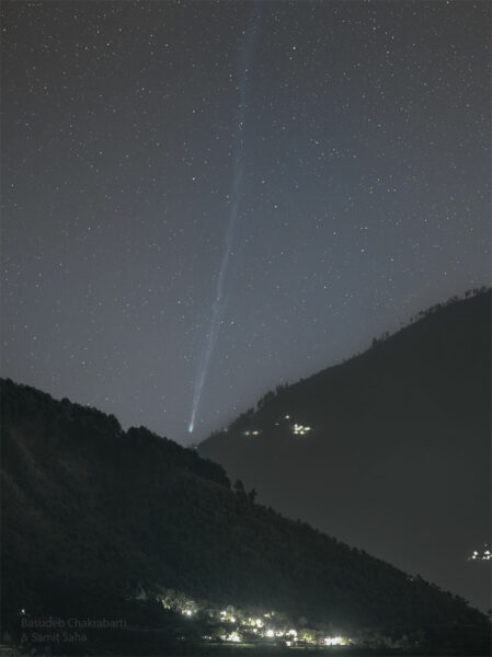 Comet R3 PanSTARRS over a Himalayan Valley. Image Credit & Copyright: Basudeb Chakrabarti & Samit Saha