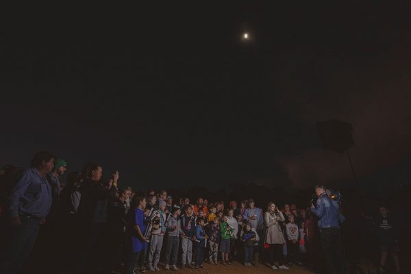 ABC's Pamela Medlen doing a live cross for the Stargazing Live program. Image Credit: Zal Kanga-Parabia