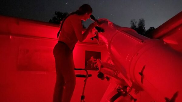 Adele Goodwin with Calver Telescope. Image Credit: Adele Goodwin