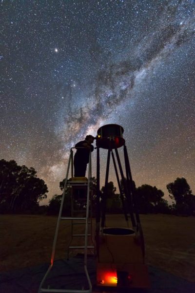 Andrew Looking through his 25 inch telescope at York. Image Copyright: Andrew Lockwood