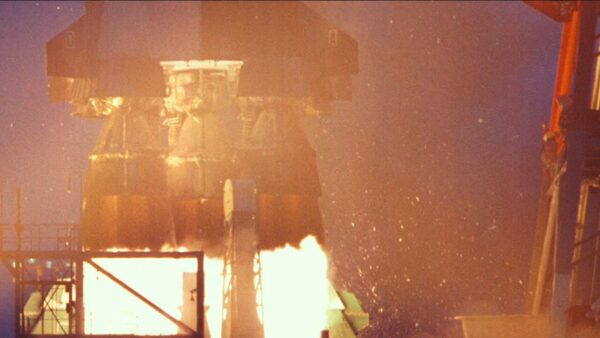 Apollo 11's Saturn V rocket lifting of the launch pad. Image Credit: CNN Films/MacGillivray Freeman Films