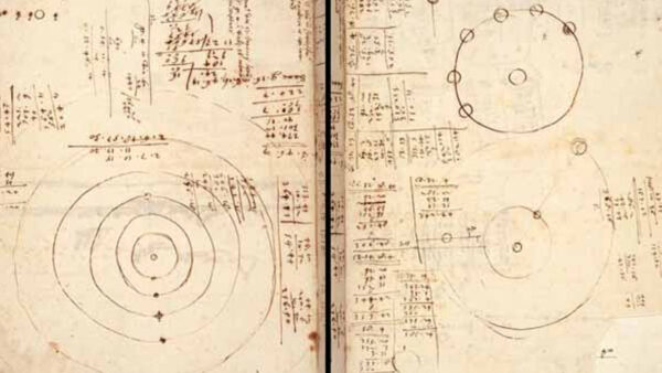 Astromony orbit calculations from Works of Galileo Galilei book. Image Credit: Library of Congress