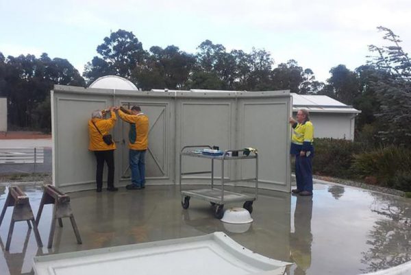 Our volunteers building the Jubilee Telescope Dome. Image Credit: Geoff Scott