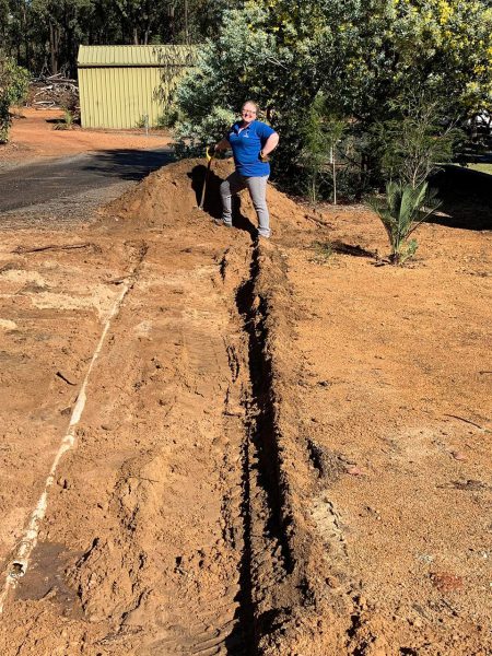 Cathy is a dynamo with a shovel. Image Credit: Julie Matthews