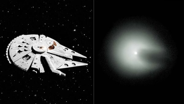Comet 12P/Pons–Brooks compared to the Millennium Falcon. Image Credit: Vito Technology, Inc