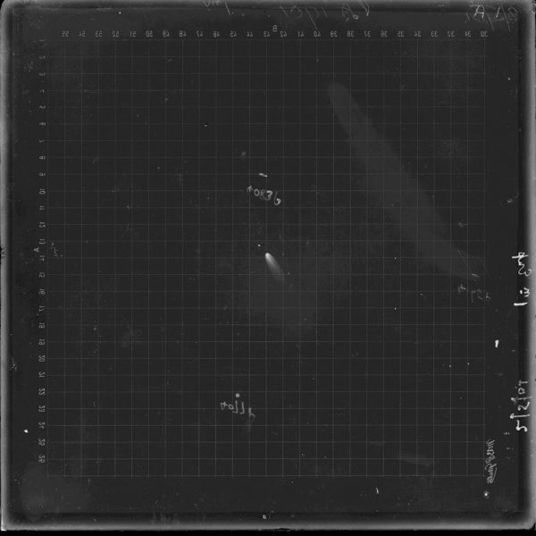 Glass plate of Comet 1901a taken at Perth Observatory. Image Credit: Dr Craig Bowers