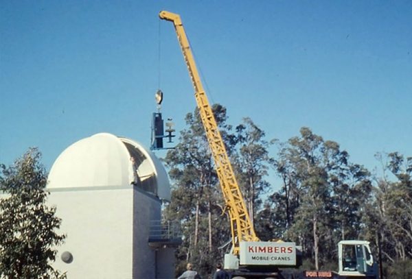 Installation of the mechanical chair for the Astrographic telescope. Image Credit Perth Observatory