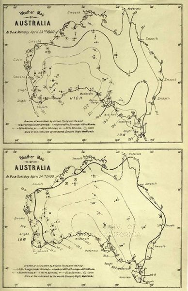 One of Cooke's weather maps. Image Credit: Perth Observatory