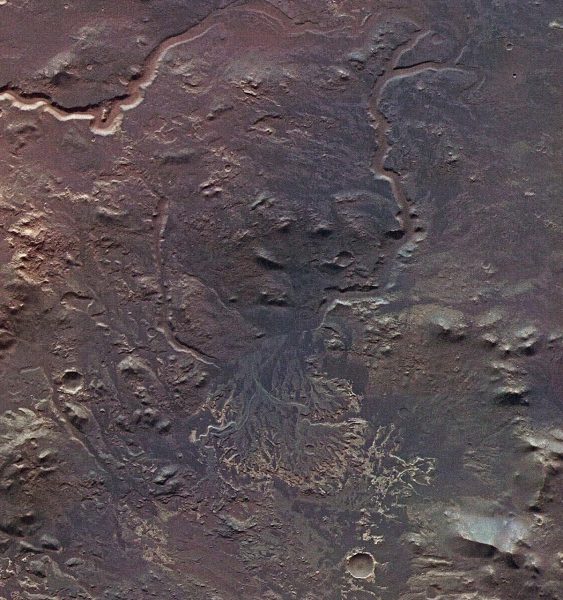 Figure 3: ESA's Mars Express has spotted a delta - an ancient fan-shaped deposit of dark sediments laid down in water - in Eberswalde Crater. Image Credit: ESA