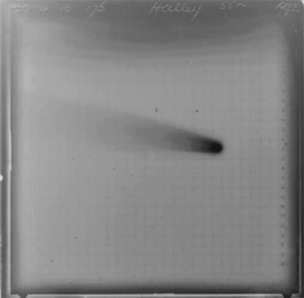 Comet Halley's glass plate. Image Credit: Dr Craig Bowers