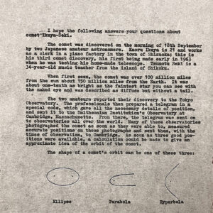 Page 1 of Government Astronomer Bertrand Harris's handwritten response to a member of the public on the topic of Comet Ikeya-Seki in 1965. Image Credit: Dave Labrook