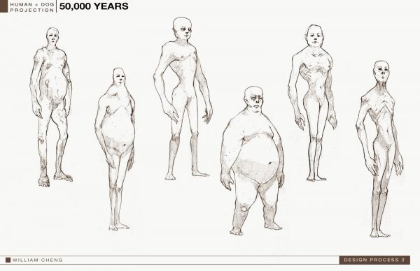 Sketches of human in 50,000 years. Image Credit: William Cheng
