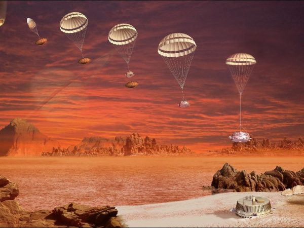 Huygens landing on Titan. Image Credit: ESA-­D. Ducros