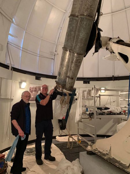 Terry and Lloyd with the Astrographic Telescope. Image Credit: Julie Matthews
