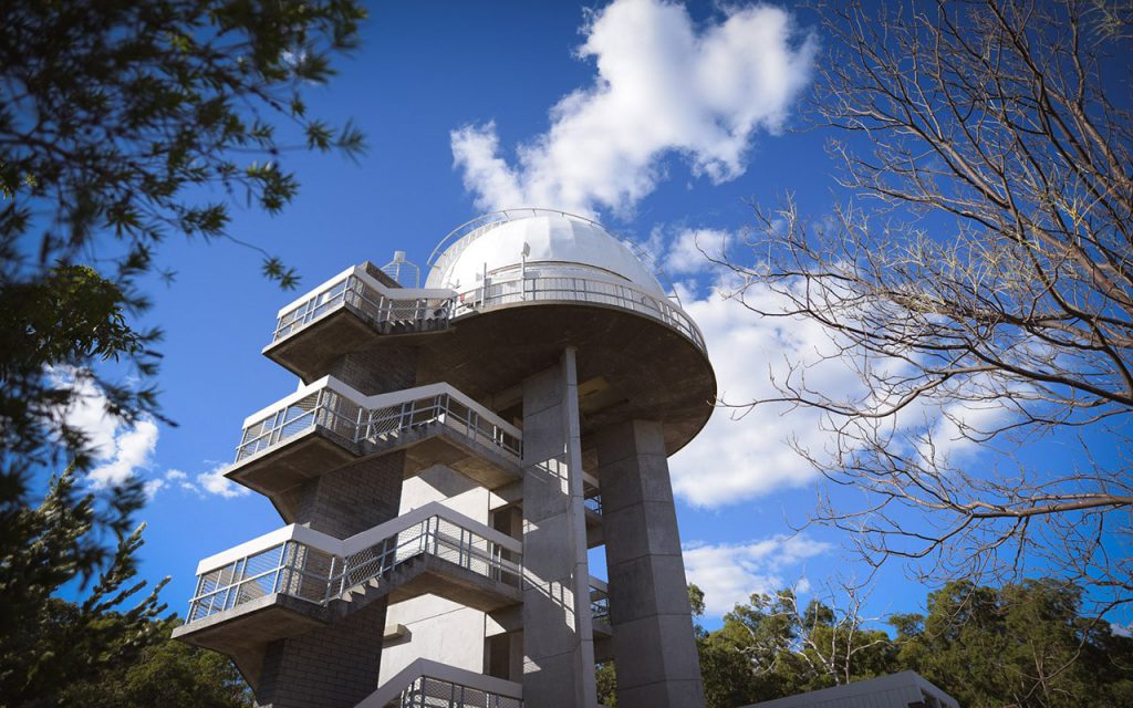 Looking up at the Lowell Telescope Dome from the bottom. Image Credit: Matt Woods