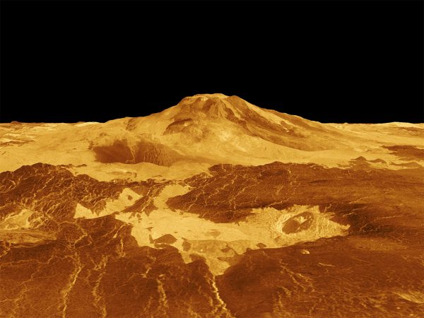 Maat Mons is displayed in this computer-generated, three-dimensional perspective of the surface of Venus Image Credit: NASA/JPL