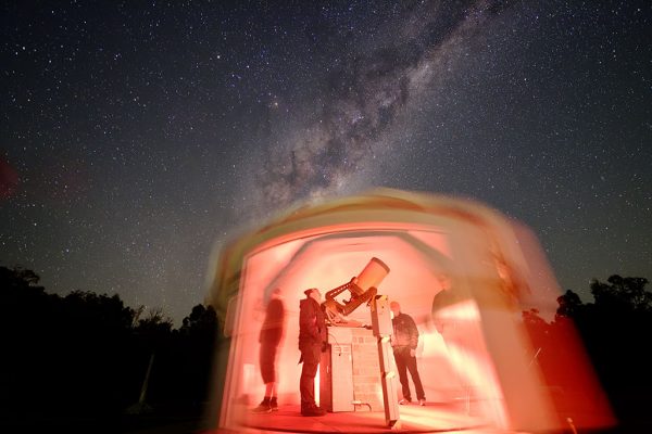 The 14 inch telescope dome rotating. Image Copyright: Andrew Lockwood