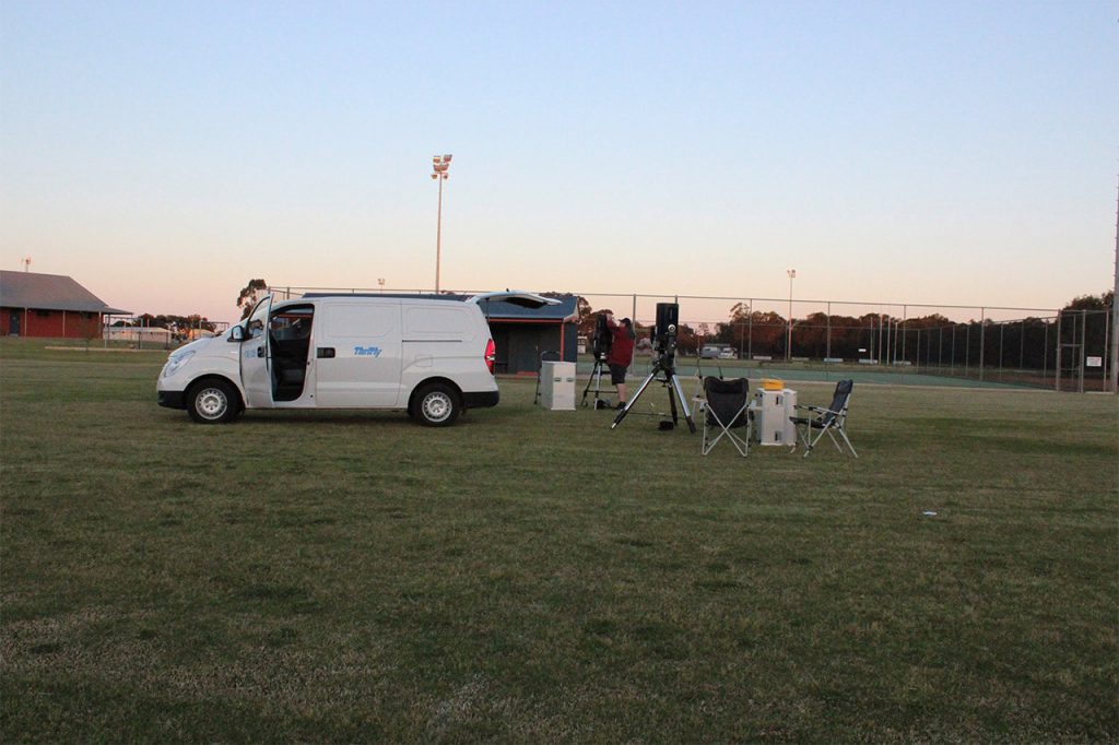 Volunteer Matt setting up a telescope at borden. Image Credit: Steve Ewing