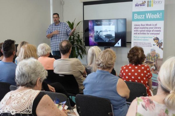 Volunteer Matt Woods giving his History Of the Perth Observatory talk to Victoria Park Library. Image Credit: Victoria Park Library