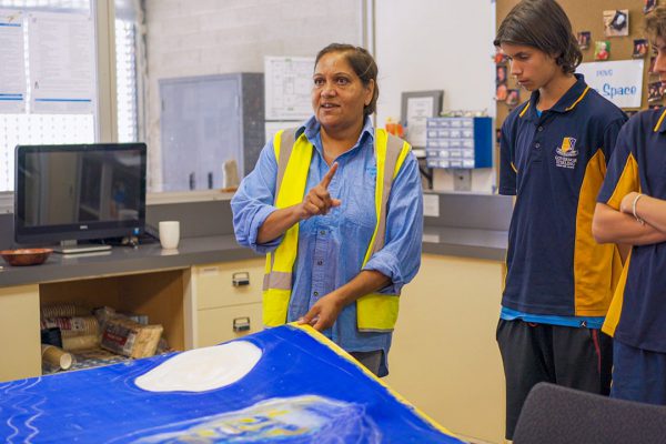 Miranda Farmer talking to Follow the Dream students. Image Credit: Edwin Sitt