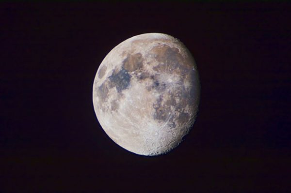 The Moon taken with a 1500mm telephoto lens, ISO set to 200, and using 160th of a second exposure. Image Credit Andrew Lockwood