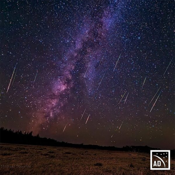 Perseids Meteor Shower over grasslands. Image Credit: AD