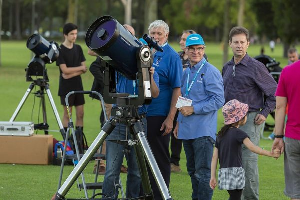 Perth Observatory Volunteers and their telescopes at Astrofest 2019. Image Credit: Astronomy WA Astrofest