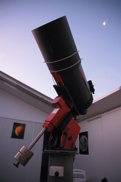 The R-COP telescope and the Moon. Image Credit: Roger Groom