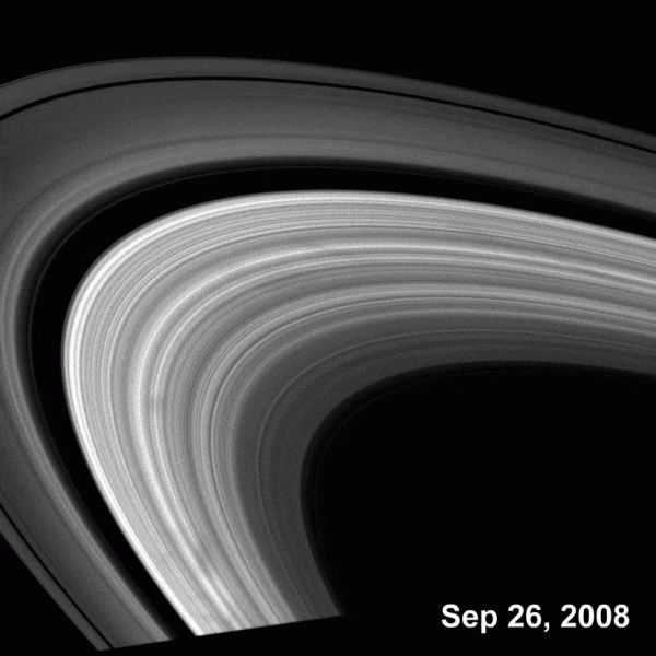 Dark spokes dance around Saturn's B ring in this series of movies comprised of images taken with Cassini's wide-angle camera. Image Credit: NASA/JPL/Space Science Institute