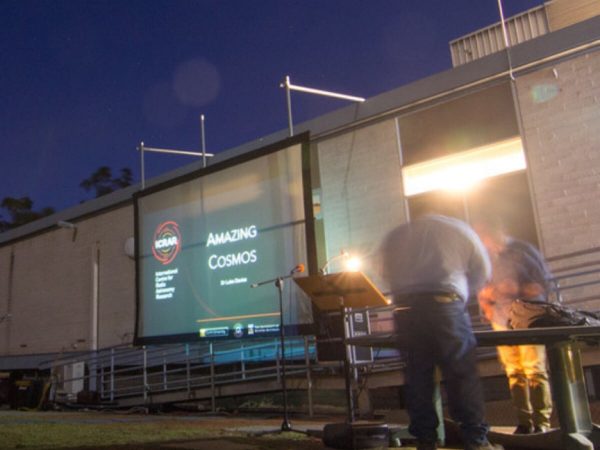 Setting up the 2016 Summer Lecture presentation. Image Credit: Geoff Scott