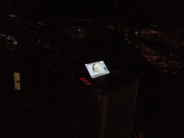 Showing the Moon on my Laptop which it connected to a camera that's attached to the telescope at Carnarvon, Western Australia. Image Credit: Matt Woods