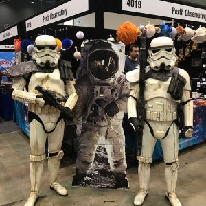 Buzz with two stormtroopers. Image Credit: Julie Matthews